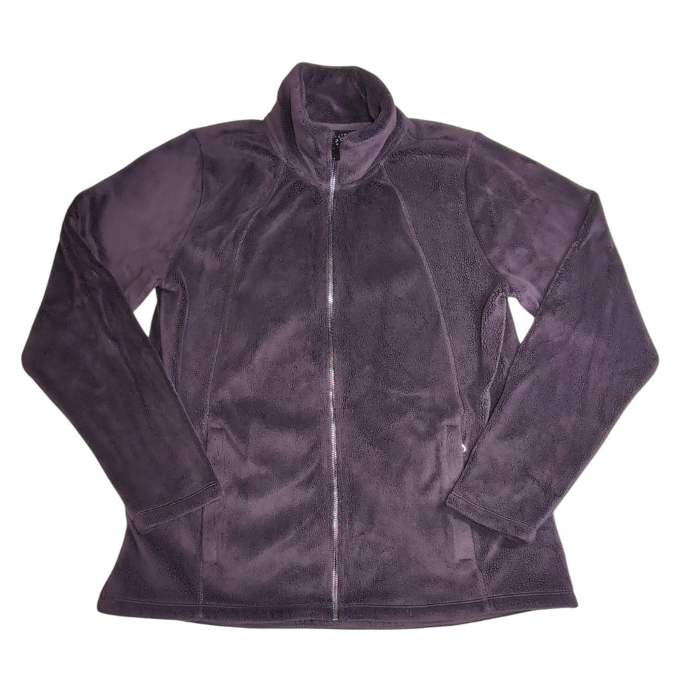 Athleta Fleece Jacket Womens L Purple Excellent Full Zip 981581 Double Cozy
